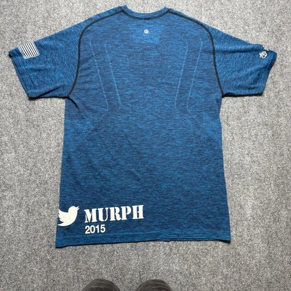 Lululemon Shirt Mens Medium Blue Swiftly Yoga Gym Athleisure Crossfit Murph - Picture 2 of 9